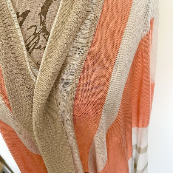 Say What? Womens Cardigan Open Striped Sweater Knit Ribbed Minimalist Waterfall - Picture 5 of 12